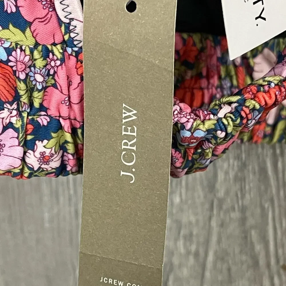 J. Crew Tie-Shoulder Ruched Bikini Top in Liberty Meadow Song Fabric Size 3X NWT